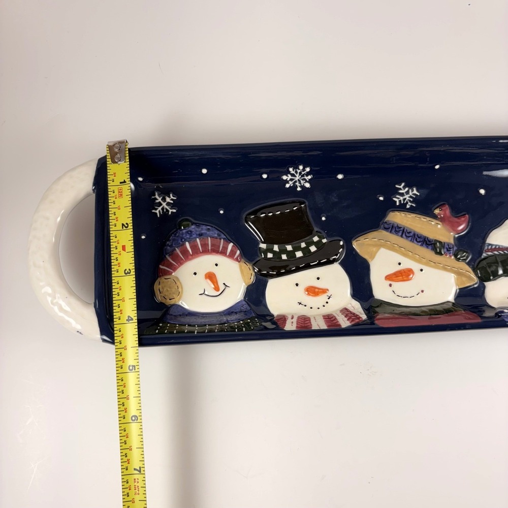 St Nicholas Square Snow Friends Christmas Snowman Treat Tray Cookie Platter - Picture 6 of 6